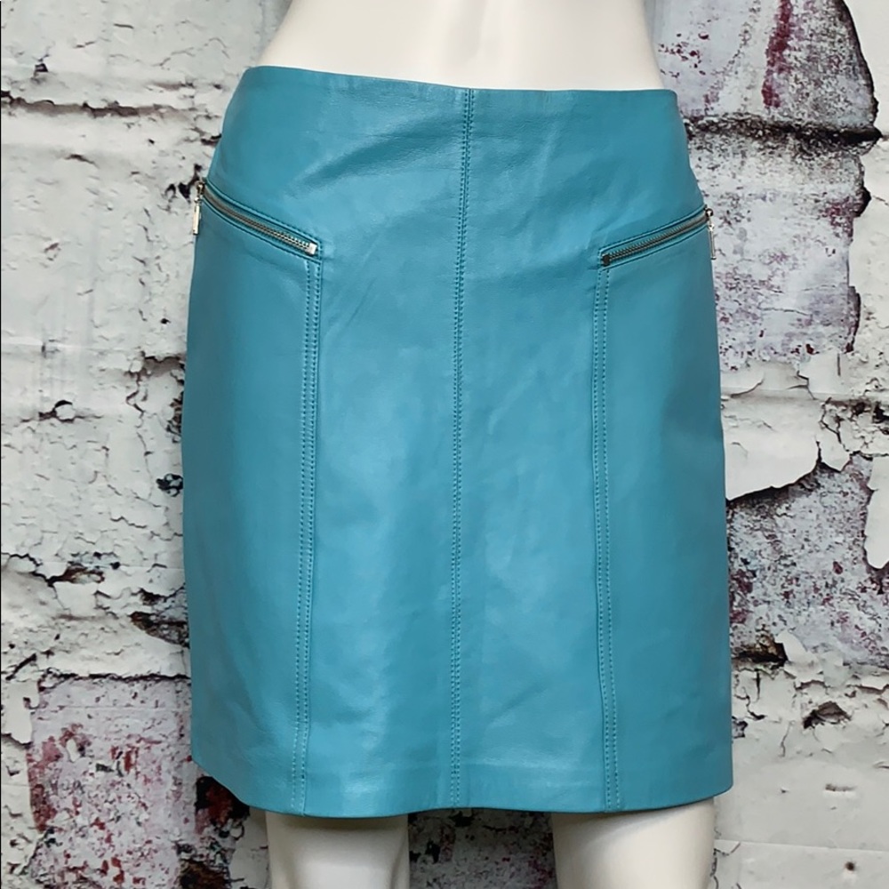 Cache sky blue leather skirt 6